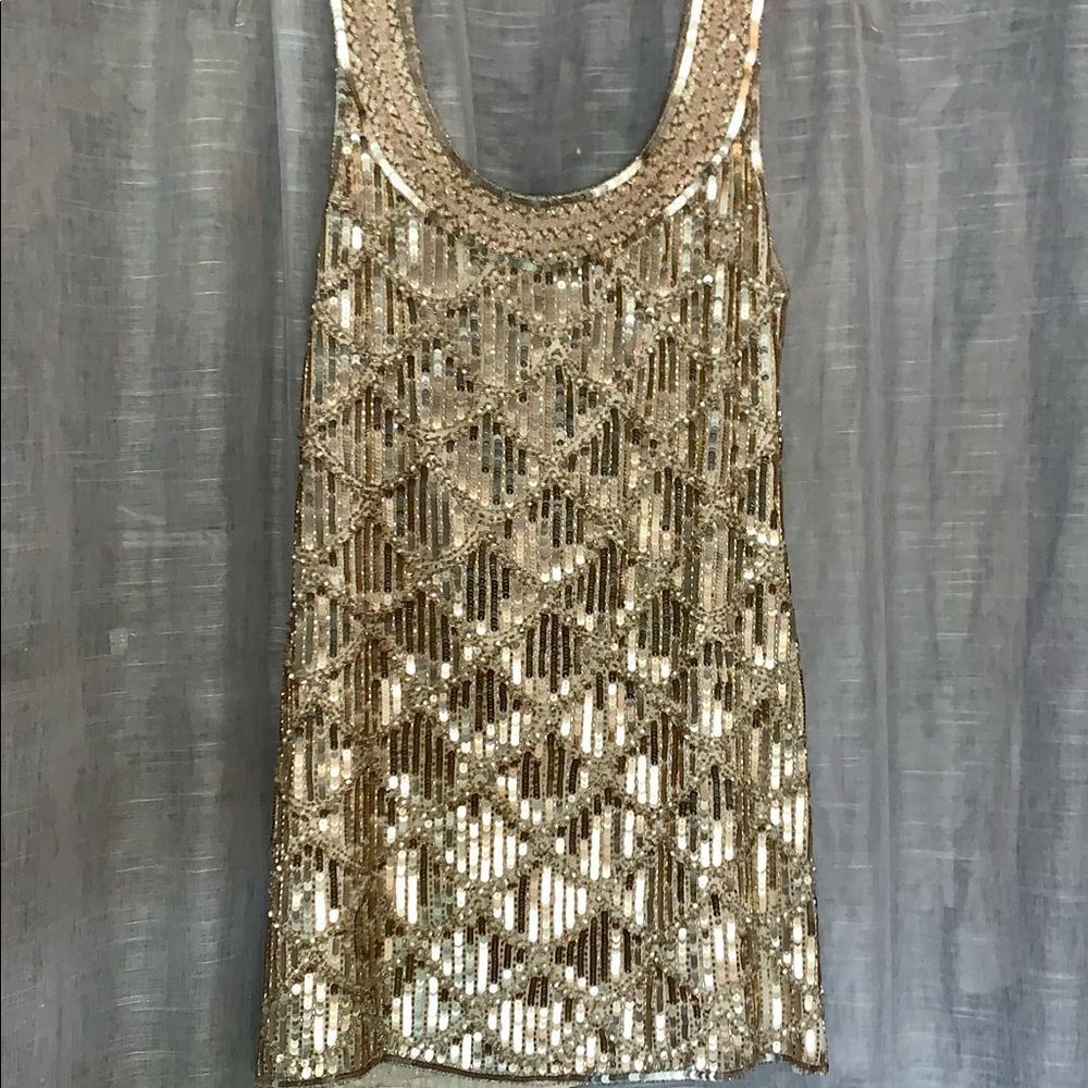 Arden B Gold Sequined Mini Dress - Picture 4 of 7